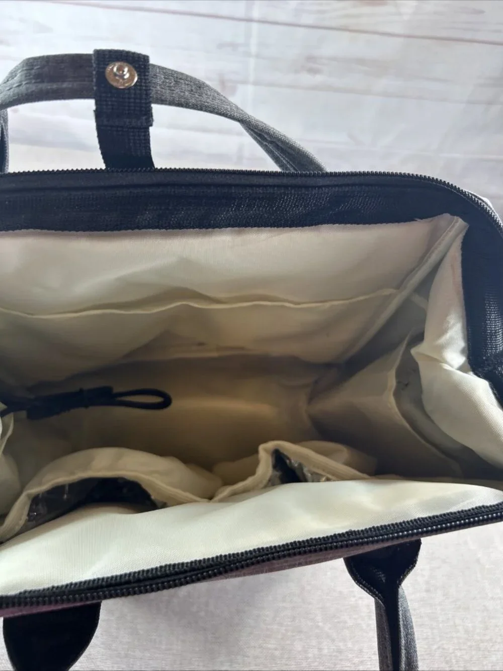2 Tone Gray Breast Pump Backpack Cooler Moisture Proof Bag Double Layer Zip Up